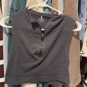 FP Movement by Free People Charcoal Zip Crop Top
